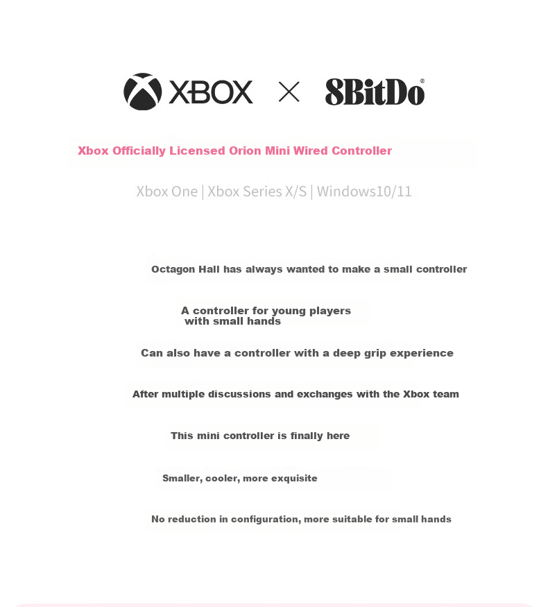 8BitDo Orion Mini Controller Xbox Version Gamepad with Hall Effect Joysticks Wired PC Steam Xbox Platform for Silk Song Black Myth: Wukong Monster Hunter 2