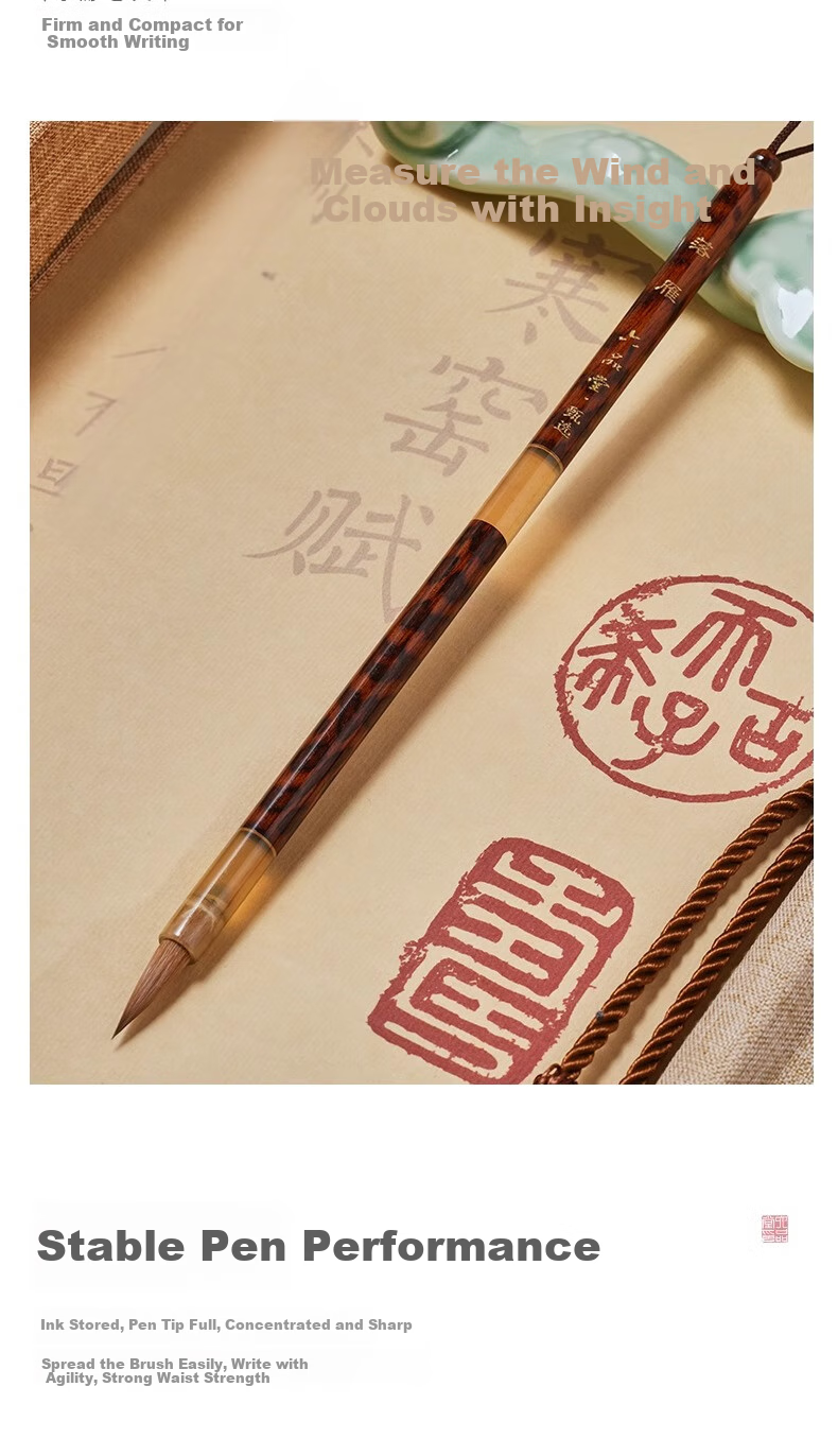 Liupintang Jingtailan Wolf Hair Brush Set, Medium Regular Script And Mixed Hair for Beginners, Four Treasures of The Study, Sheep Hair for Regular Script, Clerical Script And Running Script, Gift Box for Chinese Painting Beginners, High-Quality Hu Brush 5