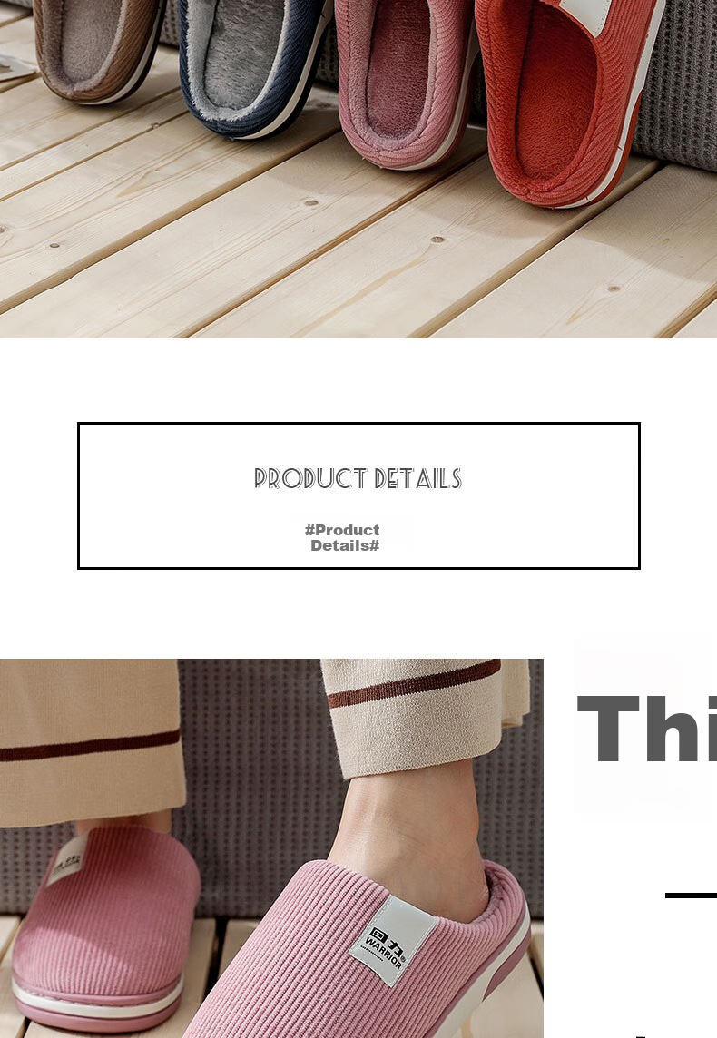 Huili Fleece-Lined Cotton Slippers for Men And Women, with Faux Rabbit Fur Lining, Temperature-Regulating And Comfortable Cotton Slippers for Men, Model HL0411, Leather Red, Size 36-37 4