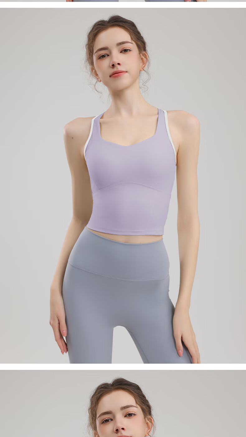 Ziyouxi Women's High-Impact Sports Bra Running Fitness Shockproof Wireless Bra Pilates Training Yoga Tank Top 6
