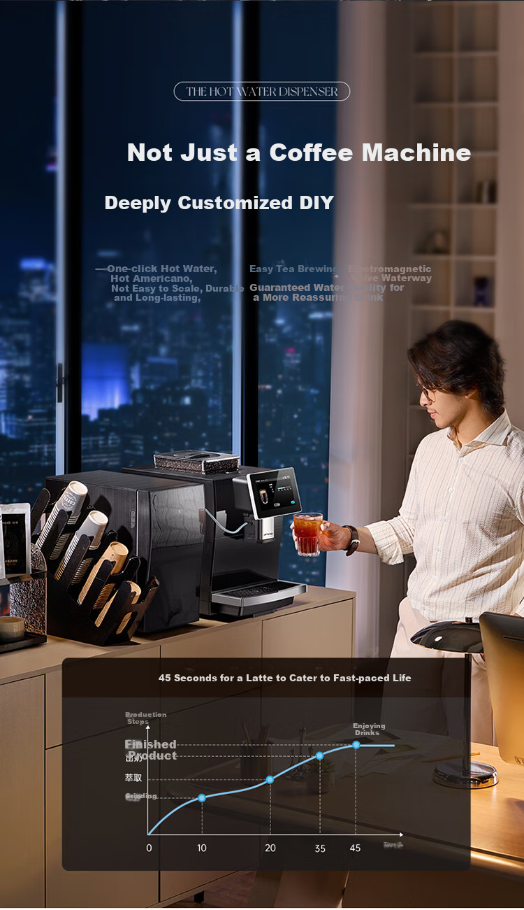 Jinu (Jetinno) [7-Day Trial] Fully Automatic Coffee Machine for Home And Office Use with Integrated Grinding (64mm Flat Blade), Dual Boiler, Self-Cleaning JL15 (20g Ground Coffee Container) 20
