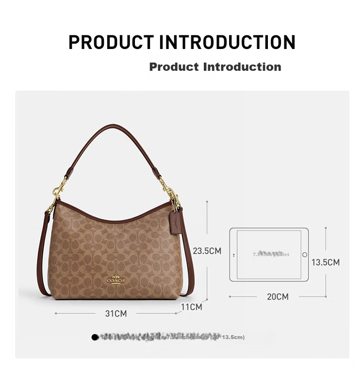 COACH [Brand Direct Supply] Women's LAUREL Medium Shoulder Tote Bag, Coffee And Black Patchwork CV975 Gift 7