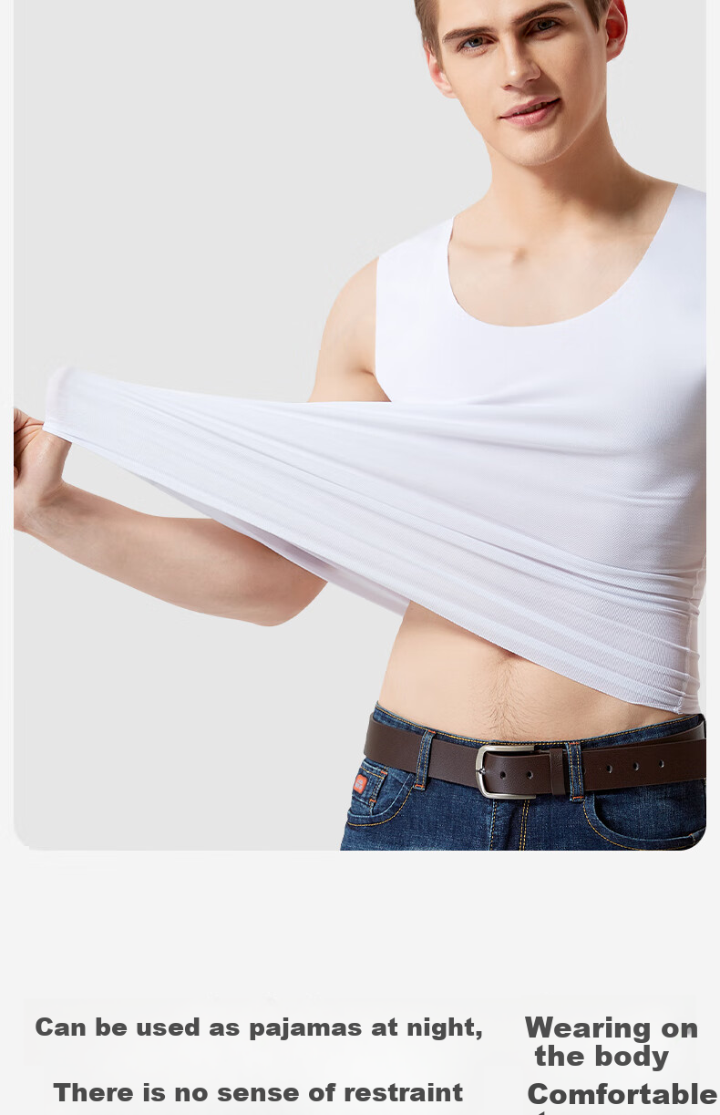 Jianyun Seamless Modal Tank Top for Men, Close-Fitting Athletic Undershirt, Thin Fitness Vest, Summer Undershirt Base Layer 13
