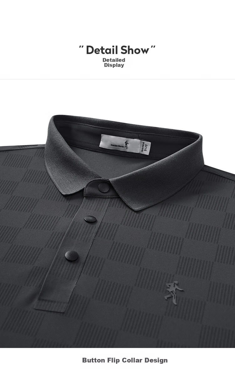 DANCING WOLVES [Elastic Breathable] Summer Quick-Dry Checkered Short-Sleeve Men's Polo Shirt, 705 Apricot Color, Size L (175) 14