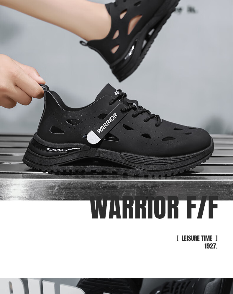 Warrior Official Men's Shoes 2026 Spring Breathable Men's Sandals Black Size 42 16
