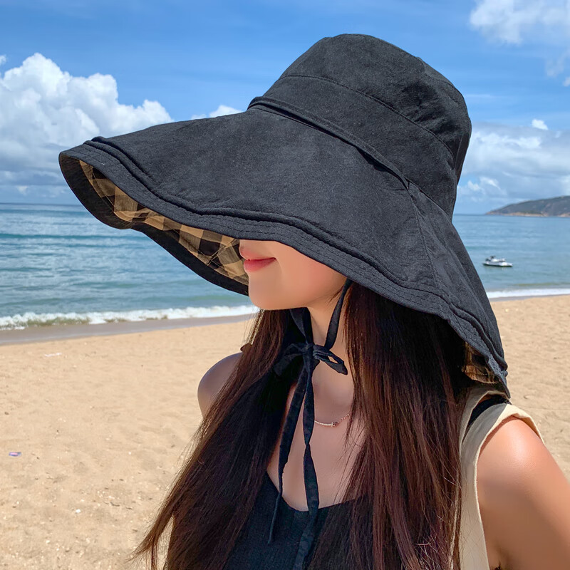 Jian Cai Summer Sunshade Bucket Hat for Women, Wide Brim Double-Sided Wear Face-Covering Beach Sun Hat, Perfect Sun Protection Gift for Girlfriend