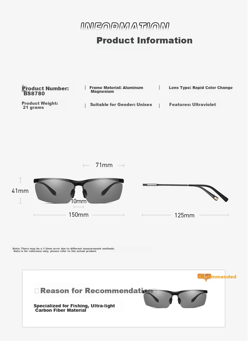 CAPONI Fishing Goggles, Polarized Color-Changing Sunglasses for Men, Driving Sunglasses, Day And Night Use, UV Protectio 5