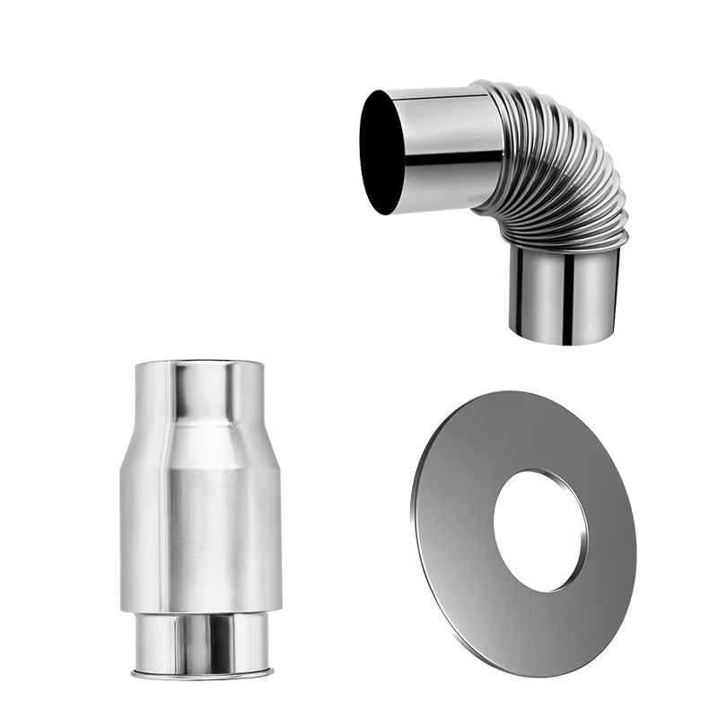 PURPAVWINNER Thickened Stainless Steel Gas Water Heater Exhaust Pipe Accessories Universal Chimney High Temperature Resistant Flue Check Valve + Decorative Cover + Flue Elbow