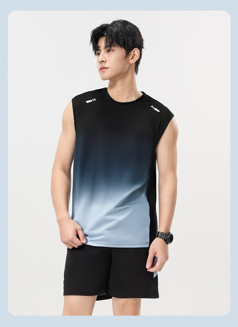 VICTORIATOURIST Men's Sports Set, Indoor Fitness Wear, Sports Tank Top, Ice Silk Quick-Dry Shirt, Running Basketball Training T-Shirt Equipment 13