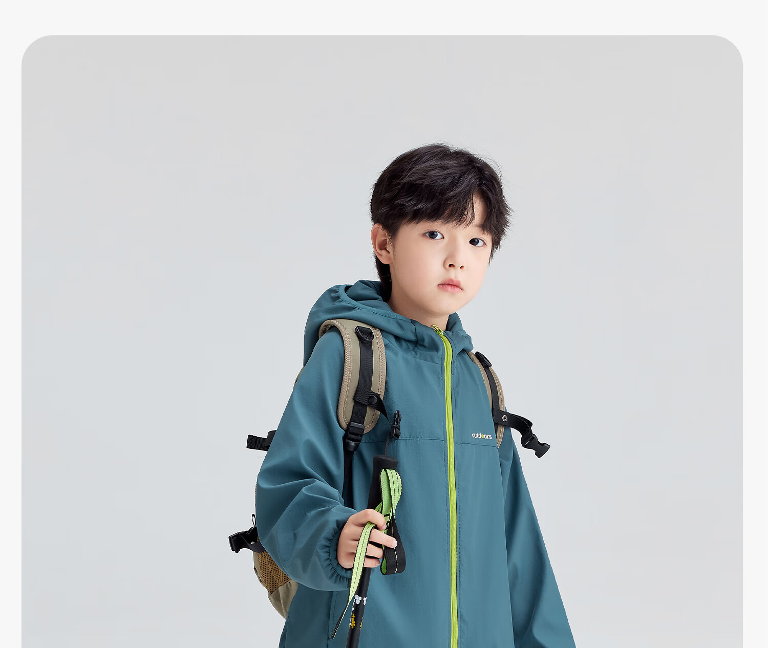 Zuoxi Boys' Fleece-Lined Jacket, 2026 New Children's Softshell Outerwear, Fleece Integrated Top, Gray, Size 160 25