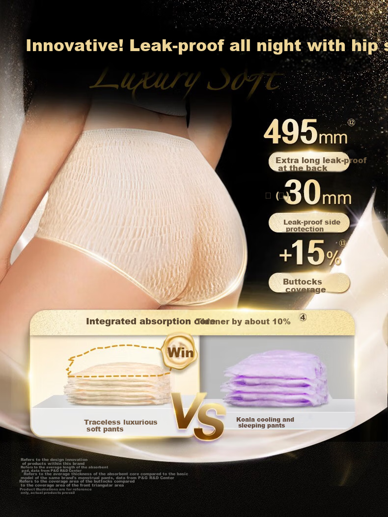 Hushubao Seamless Luxury Soft Sleep Pants XL Plus Size, 12 Pairs of Panty-Style Sanitary Napkins, Menstrual Pads, Self-Operated, Suitable for Night Use And Postpartum 5