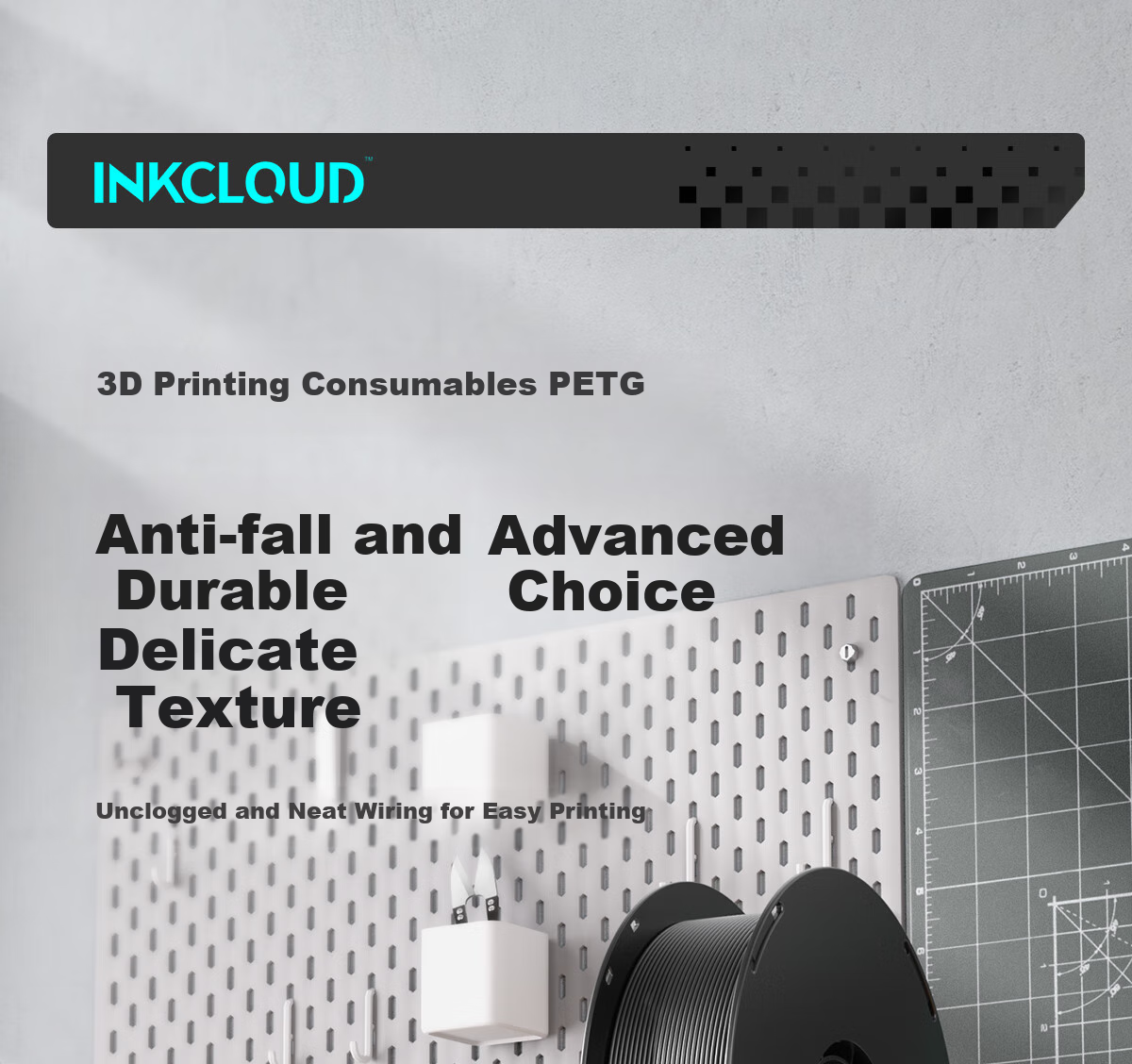 INKCLOUD 3D Printing Consumables, PETG Suitable for Tuozhu/Chuangxiang Sanwei/Aileku/Zongwei Lifang/Jiguang Erwa 3D Printer Filament, Black, 1kg 1