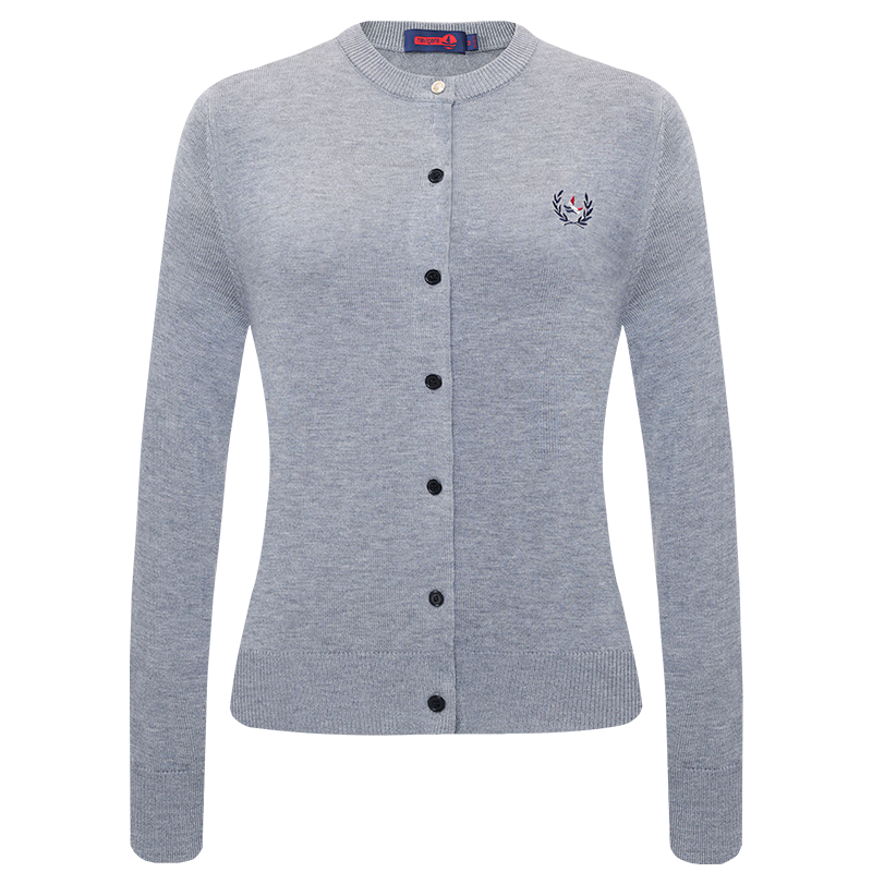 Navy Sail Italy Women's Soft Touch Crew Neck Knit Cardigan Classic Sweater Jacket 2334092061 Gray XL