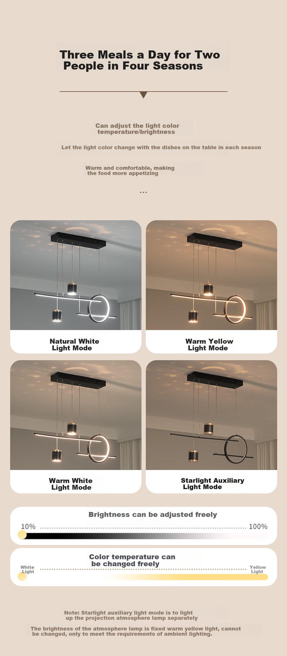 NVC Dining Room Pendant Light, LED Simple Nordic Light Luxury Gold Color, Dining Table Starry Sky Creative Lighting Fixture WHDD35F/G-03 3
