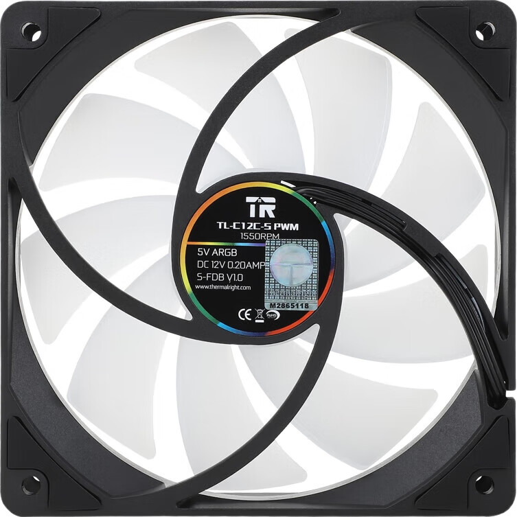 Вентилятор для корпуса Thermalright TL-C12C Black ARGB 12см, поддержка RGB синхронизации, регулировка скорости PWM 4-PIN