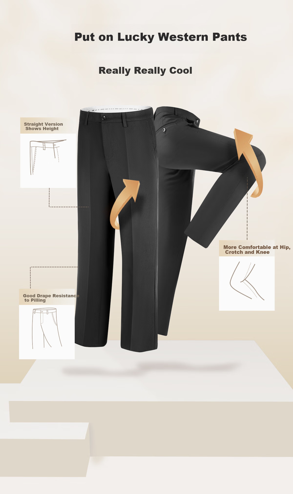 Hodo [No Tailoring Required, No Ironing Needed] Men's Business Straight-Leg Trousers, All-Season Navy Blue, Size 32 3