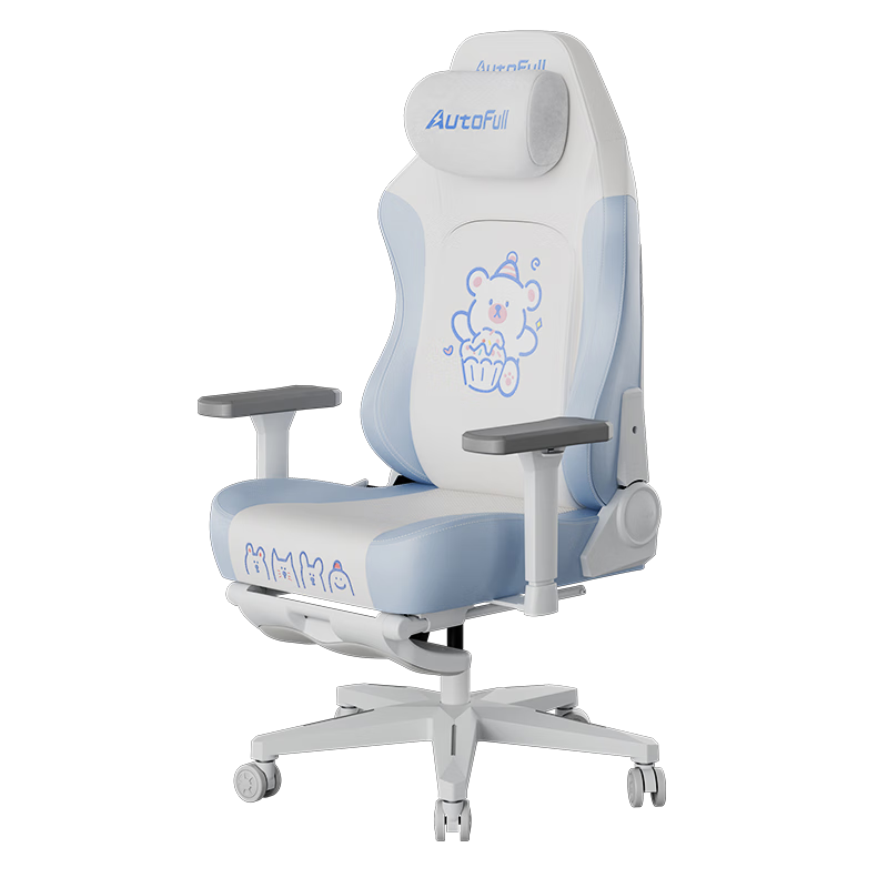 AutoFull C3Pro Little White Bear Ergonomic Gaming Chair for Women, Computer Chair, Office Chair, Reclining Chair for Long Sitting