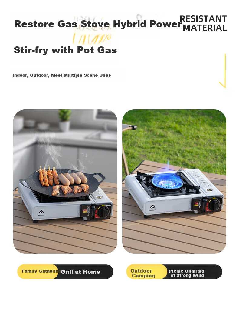 Mairuige [Barbecue Utensils], Portable Gas Stove, Outdoor Cooking Equipment, Compact Magnetic Gas Canister Storage Bag Set 9