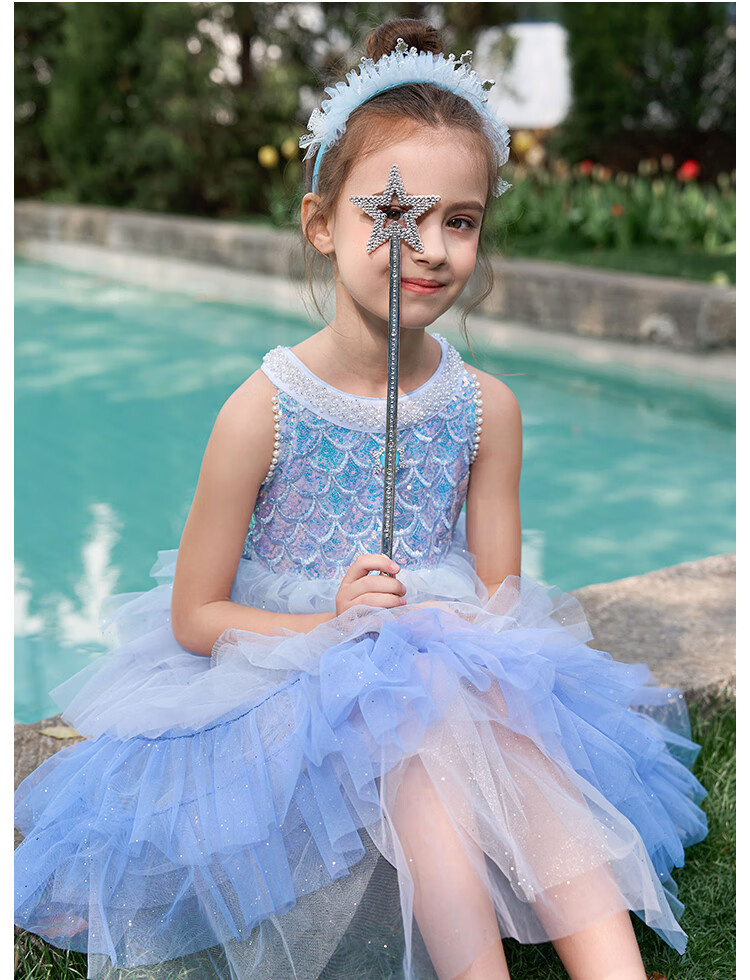 Disney Elsa Girls' Spring Princess Dress New 2026 Kids' Dress 3