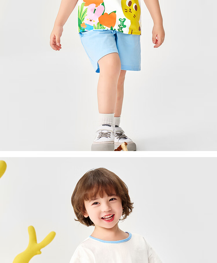Badibadi Summer Pure Cotton Kids Set Boys Girls Baby Short Sleeve T-Shirt and Shorts Casual Outfit Forest Little Lion 120 15