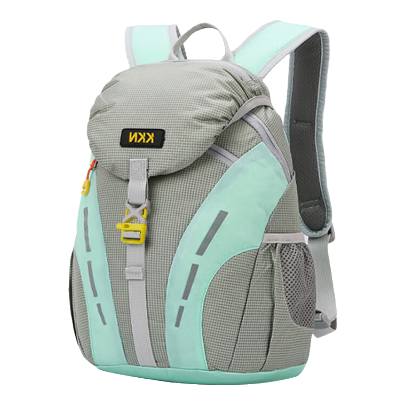 KKN Kids Outdoor Backpack Lightweight Large Capacity 15L Gray-Green for Grades 1-6 Hiking Study Tour Unisex Shoulder Bag