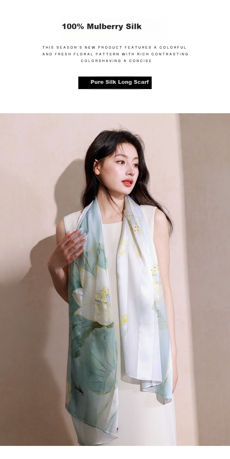 Hangsifu Silk Scarf, Mulberry Silk Shawl, Autumn And Winter Warm Neck Warmer, Birthday Gift for Mom Or Wife 6