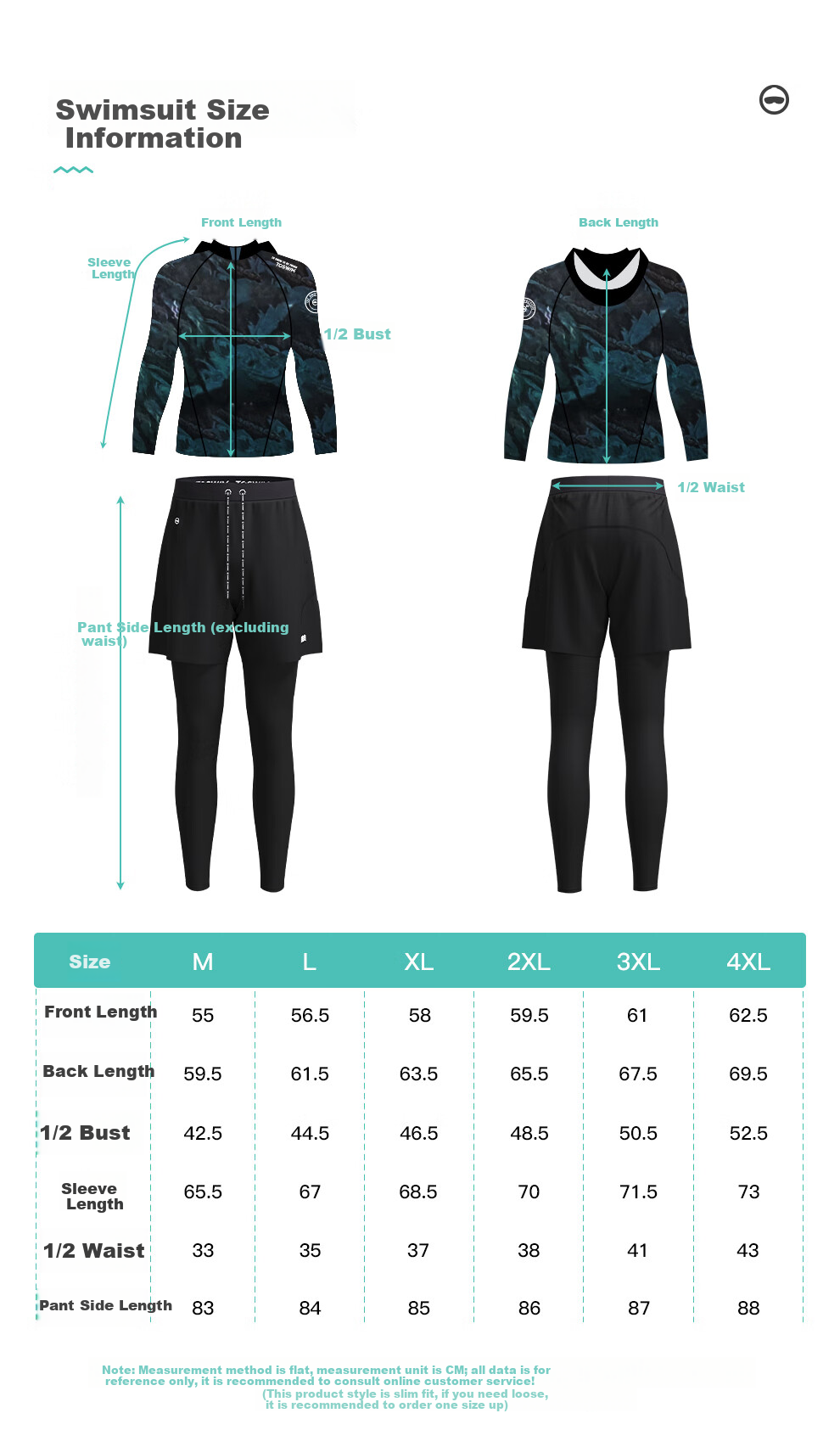TOSWIM Men's Swimwear Surfing Suit Long Sleeve Sun Protection Quick-Dry Hooded Single Top, Glossy Water Film M 3