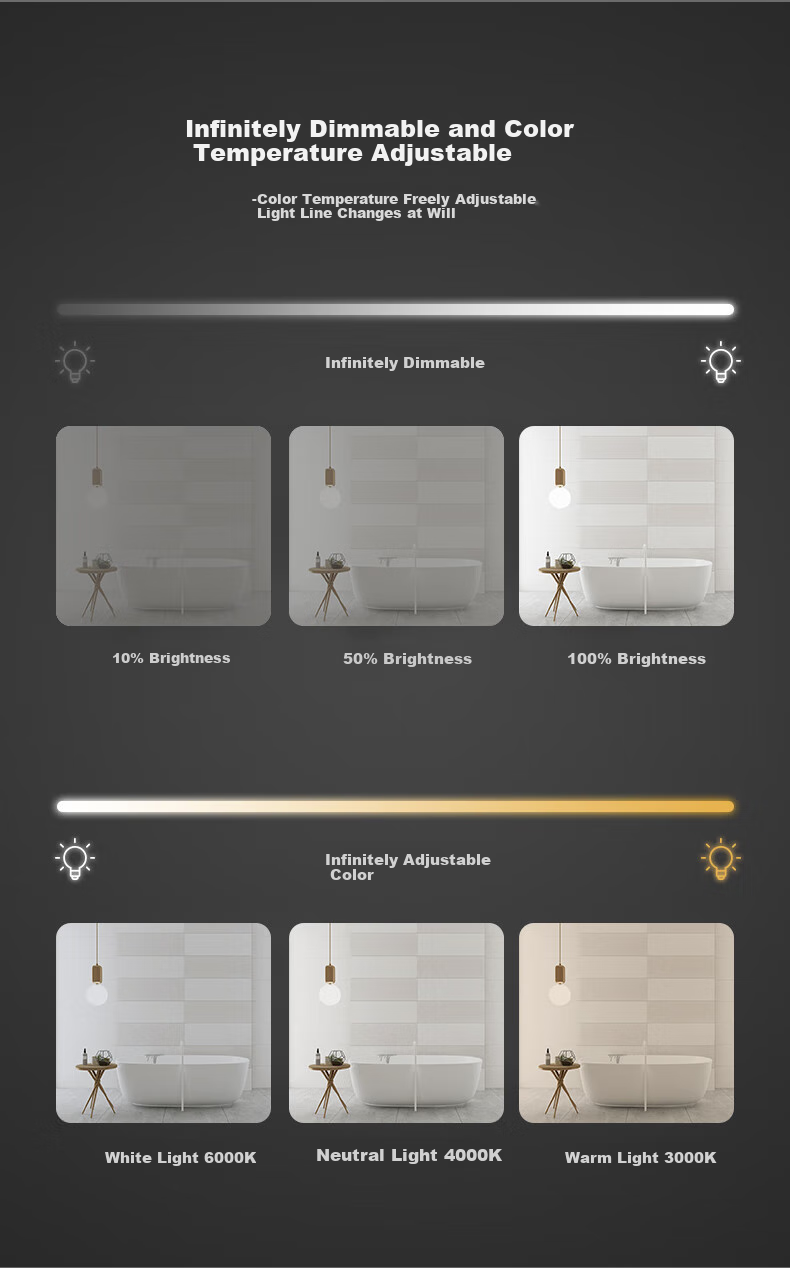 Moxiao Smart Mirror Hotel Bathroom Makeup Mirror Touchscreen Anti-Fog Bathroom Mirror 700*900mm Two-Button Three-Color Timer 2