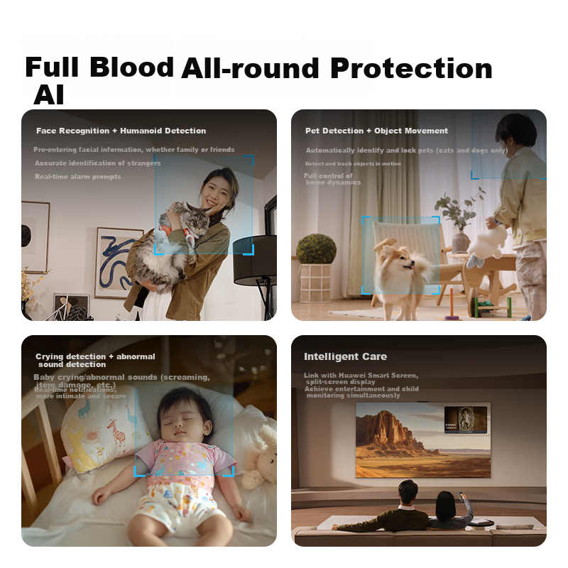 华为智选鸿蒙智选800万摄像头家用监控器360度无死角带夜视全景具身智能一呼即应 海雀室内看护雀蛋Max