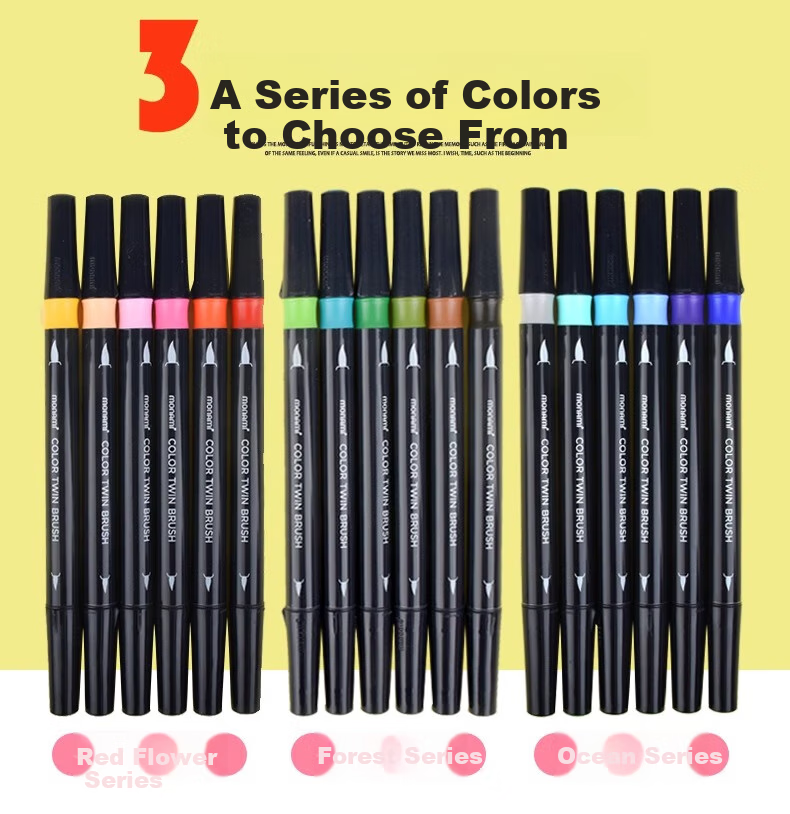 Monami Colorful Showy Brush, Soft Tip, Elastic Journal Brush, English Calligraphy Brush, Macaron 6-Color Set 04038Z06-DP Watercolor Brush 6
