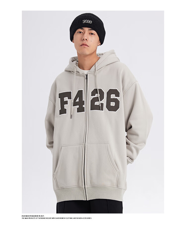 F426 Self-Operated Store National Trend Autumn Loose Versatile Couple Style Patchwork Embroidery Large LOGO Cardigan Sweatshirt Jacket, Light Green, L 9