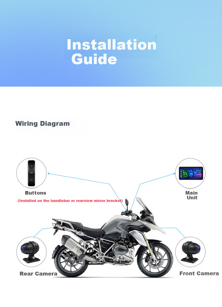 Tupozhe M12S-204 (Main Unit + Dual Cameras + Radar) Motorcycle Dash Cam, Horizontal And Vertical Screen, Tire Pressure Monitoring, Intelligent Radar Car System, Carplay Navigation Device 14