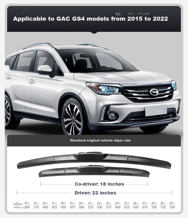 Meisim GAC Trumpchi GS4PLUS Windshield Wipers for 2021-2024 Models, Boneless Front Accessories, Legendary Puls Wiper Blades, 1 Pair 2