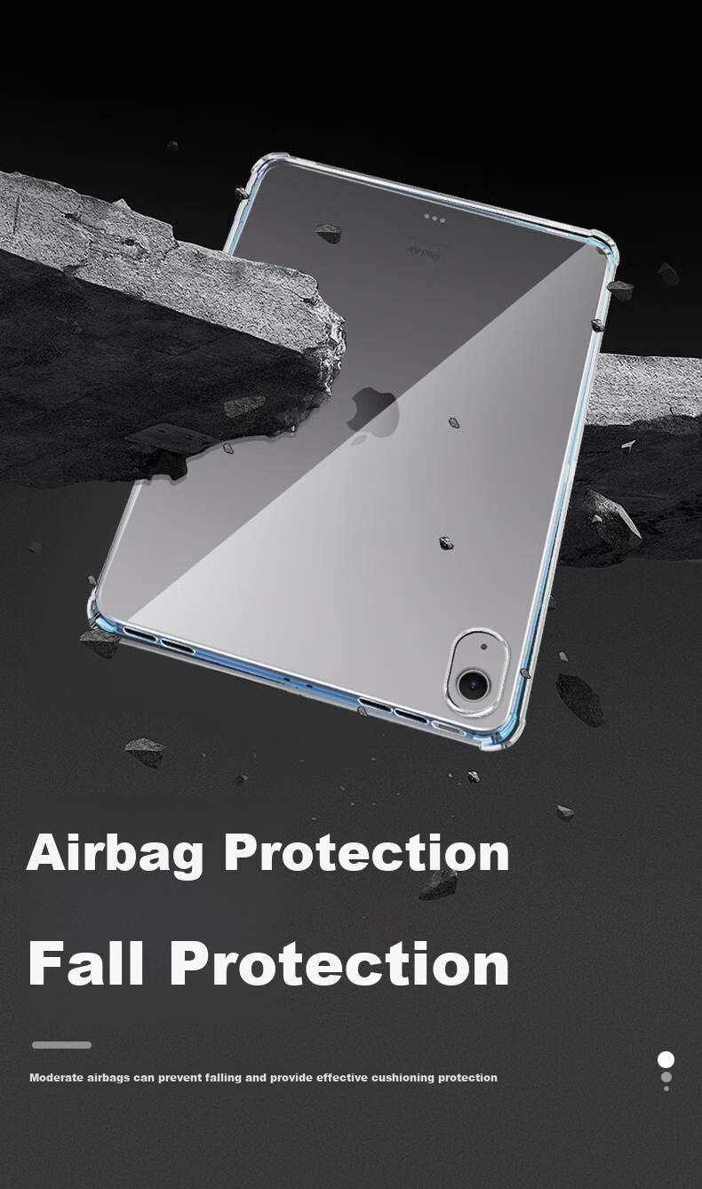 Freeson Compatible with Apple IPad Air 13-Inch M4 Chip 2026 New Model Tablet Case, 25/24 Air Cushion Anti-Collision Full Protection Crystal Clear Soft Shell, Transparent 4