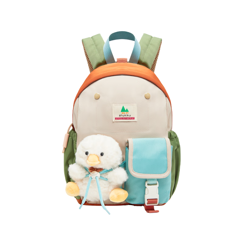 SHUKIKU Children's Doll Backpack, Kindergarten Schoolbag, Elementary School Student Water-Resistant Backpack, Tomato Milk Yellow M