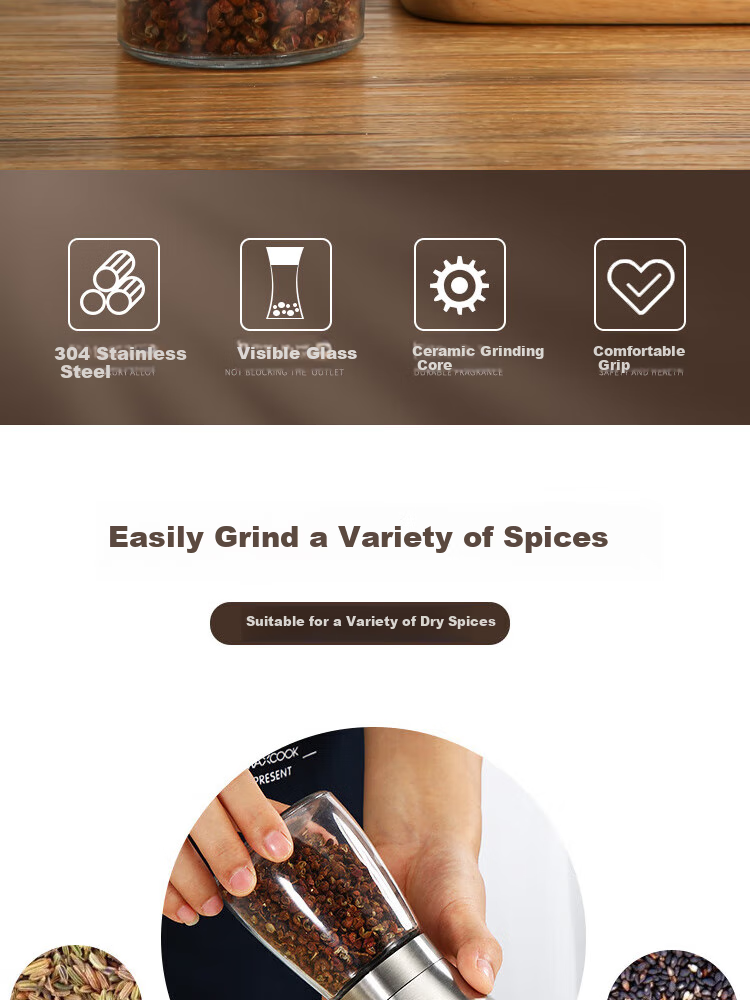 Jingmao Electric Pepper Grinder Black Peppercorn Sea Salt High-End Automatic Pepper Mill for Home Use 2