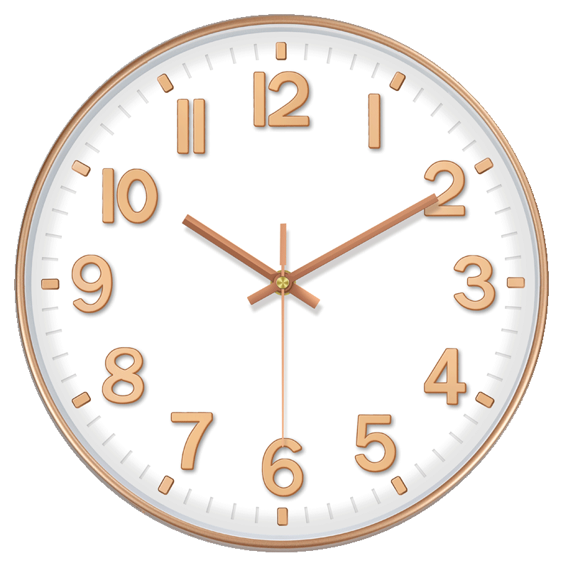 P.CHUANG 14 Inch 35cm ZB Rose Gold Wall Clock Living Room Electronic Quartz Clock