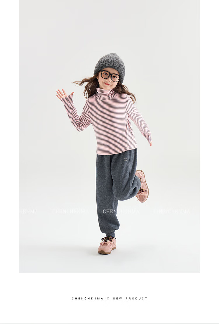 Chenchenma [Popcorn] Girls' Casual Pants, New Winter Style with Fleece Lining, Thickened All-In Warm Children's Joggers, 6837D 5