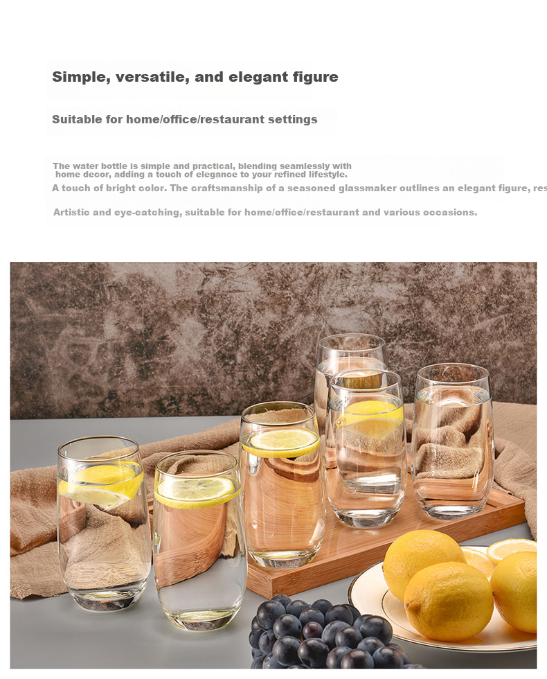 CLITON Glass Water Cups, Home Tea Cups, Milk Cups, Juice And Beverage Cups, Office Water Cup Set, 375ml, Set of 6 3
