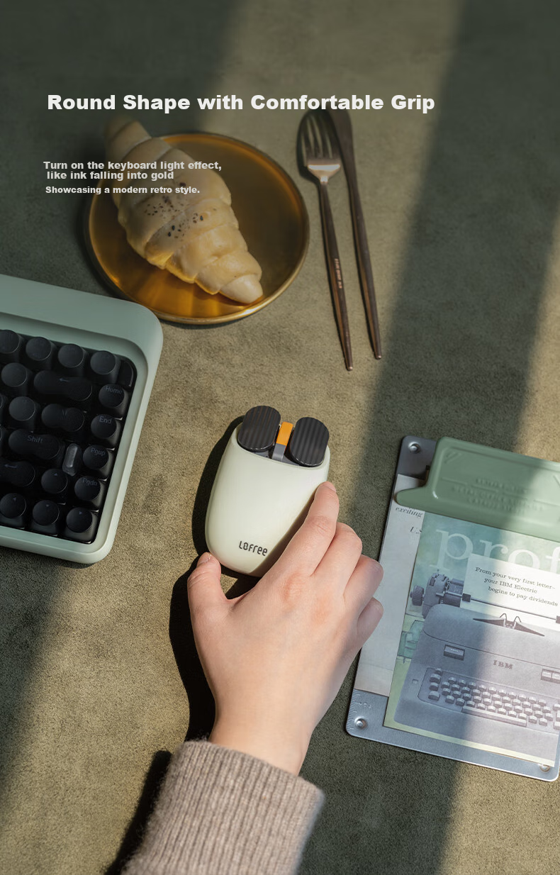 LOFREE Potato Chip Mouse EP115, Wireless Bluetooth 1970S Retro Series, Dual-Mode Connection Office Mouse, Walnut 5