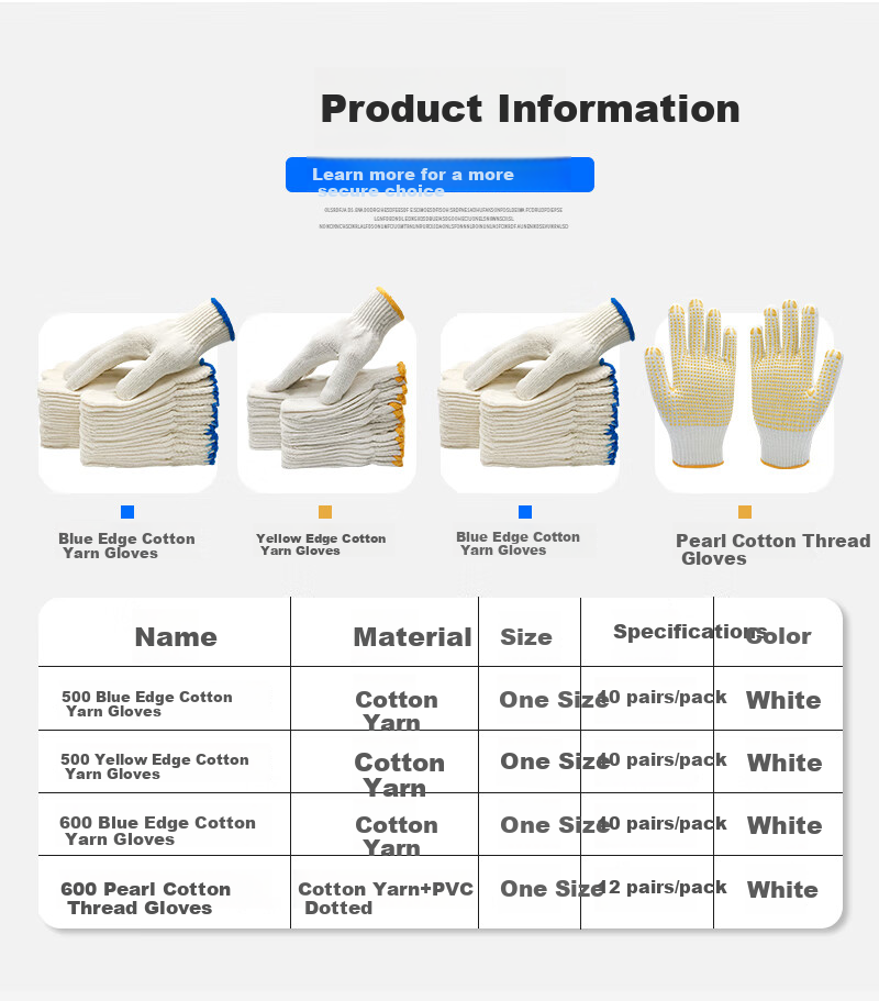 Teweiqiang Cotton Work Gloves, 24 Pairs/pack, 600 Dots of Adhesive, Thickened, Non-Slip, Wear-Resistant, Industrial White Cotton Yarn [Full Weight] 3