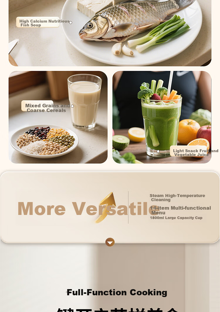 CAPOSI German [0 Coating | Water Bean Separation] Steam Blender, Fully Automatic No-Cooking 2026 New Quiet-Operating Soy Milk Maker, Pulp-Free Home Use Self-Cleaning Multi-Grain Baby Food Processor 24