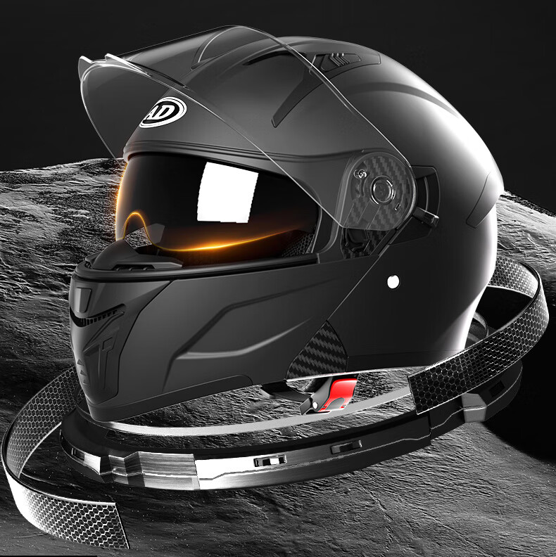 AD Motorcycle Flip-up Helmet 3C Certified Unisex Four-Season Flip-up Helmet Class A Winter Anti-Fog Full Face Motorcycle Helmet Summer Electric Scooter Safety Helmet K9 Black Red Dust 2