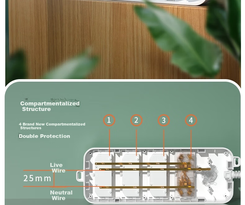 Deli 33916(05) Elegant White Series New National Standard Power Strip/Extension Cord/Surge Protector/Power Bar/Outlet Strip 8 Outlets, 5 Meters Total Length, 1 Pack 5