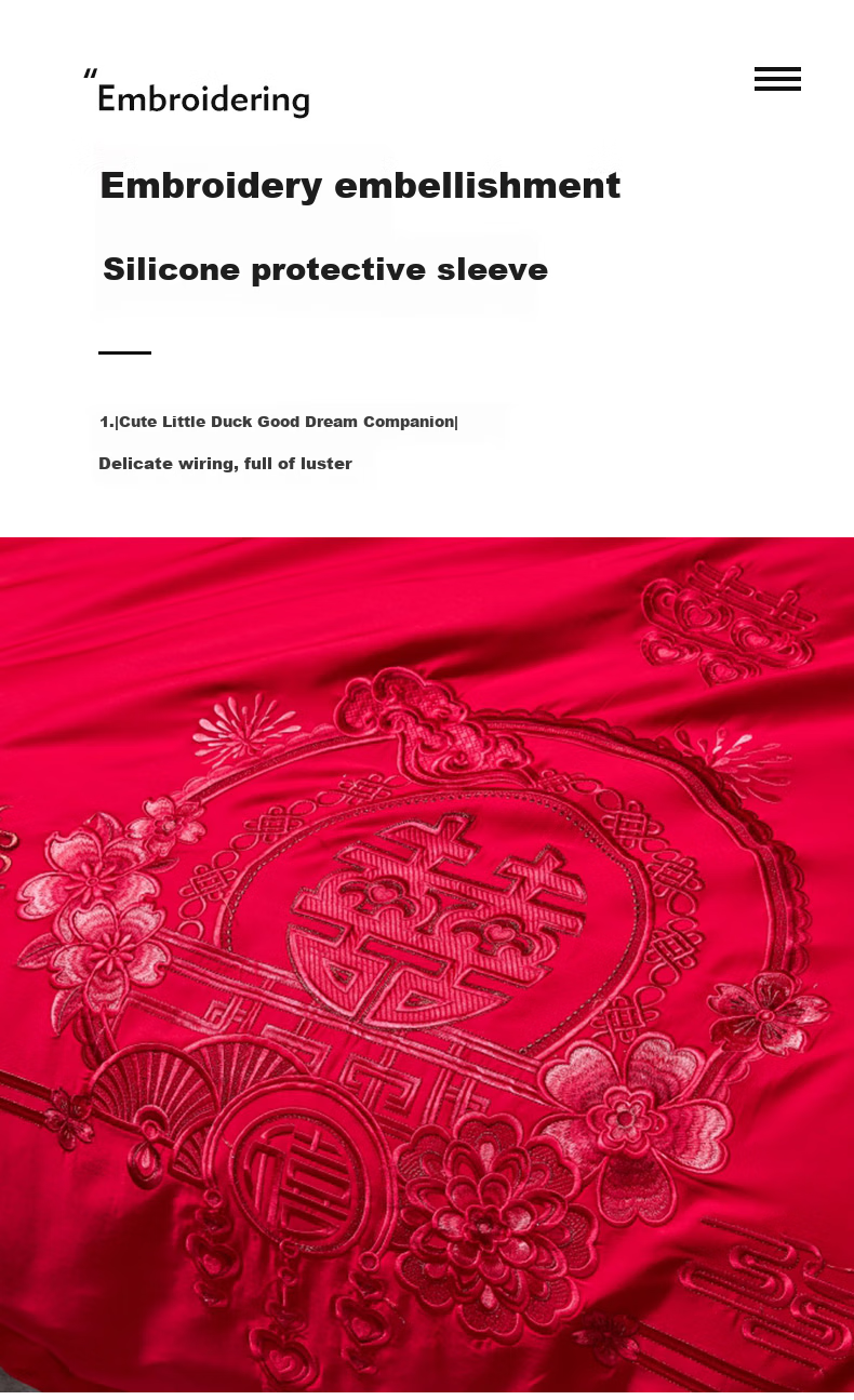 I-WILL Wedding Four-Piece Set, Pure Cotton Embroidered Bed Sheet And Duvet Cover, New Wedding Celebration Bedding Gift, Dragon And Phoenix Adding Joy, for 1.5/1.8 Meter Bed 12