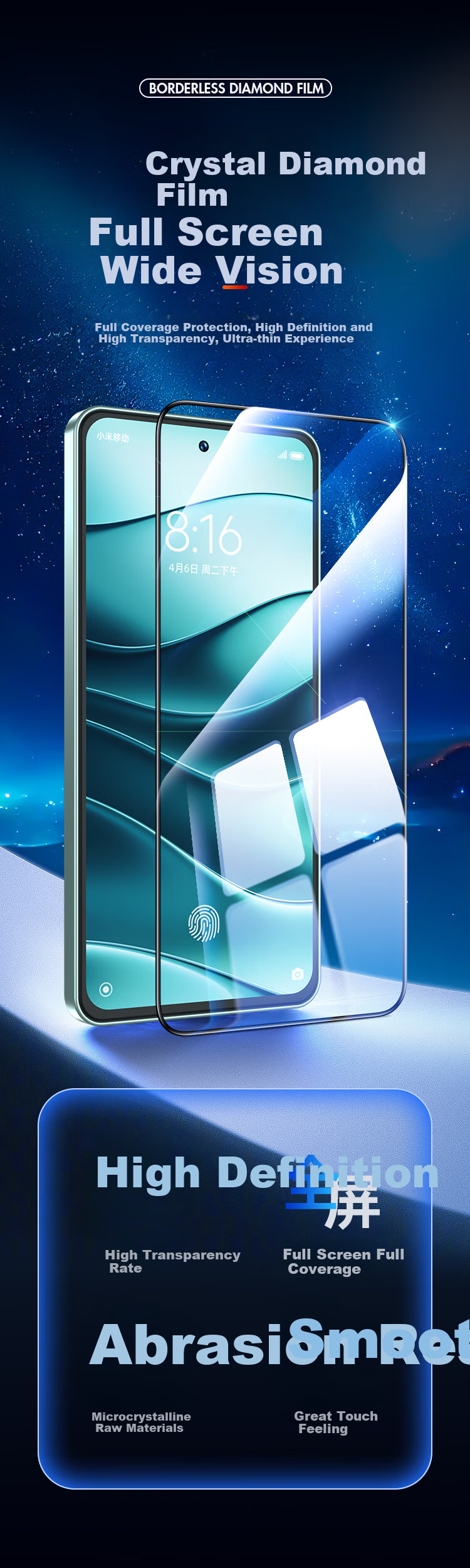 BIAZE [Triple Enhanced 2 Pieces] Tempered Glass Screen Protector for Honor GT, Redmi Note14 Phone Film, HD Full Coverage Anti-Scratch Wear-Resistant Anti-Fingerprint Glass Protective Film JM248 1