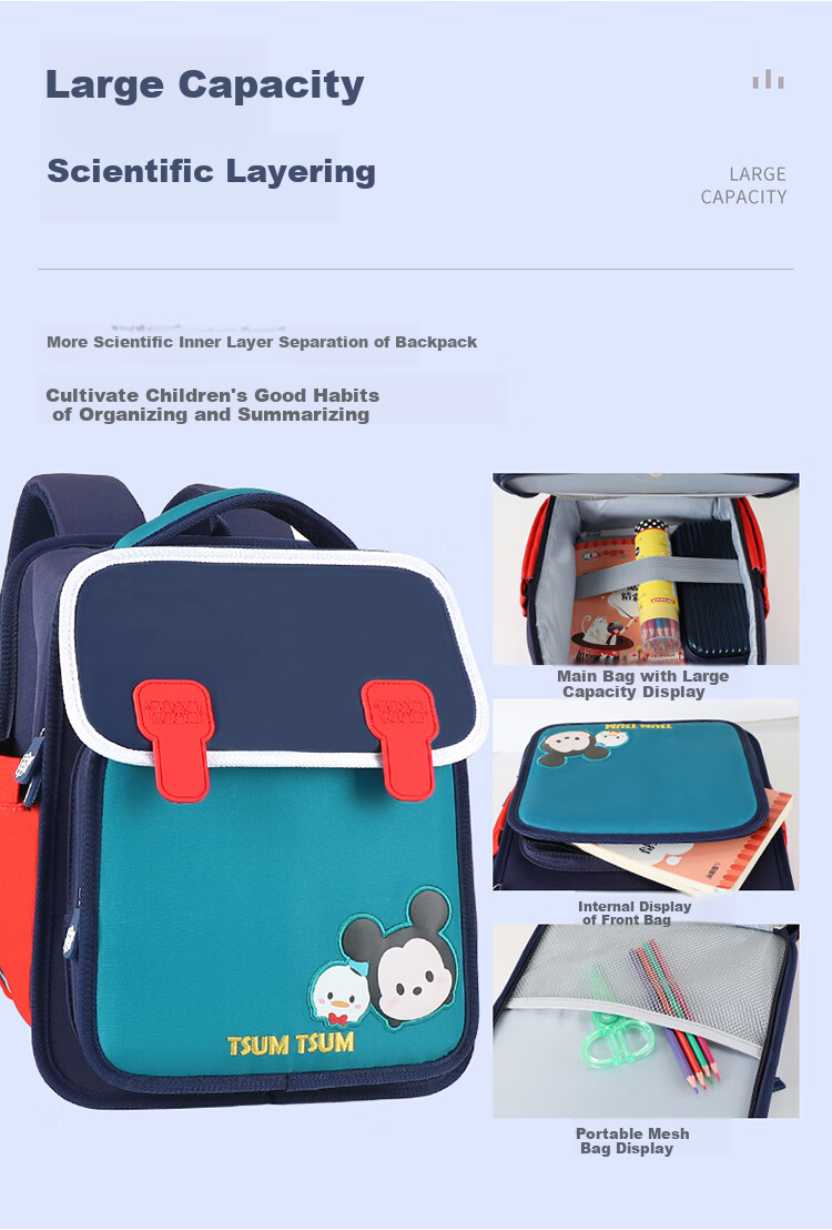 Disney Kindergarten Backpack for Boys And Girls, First And Second Grade Elementary School Students' Travel 3D Lightweight Reduced Burden Backpack, Rose Red 3