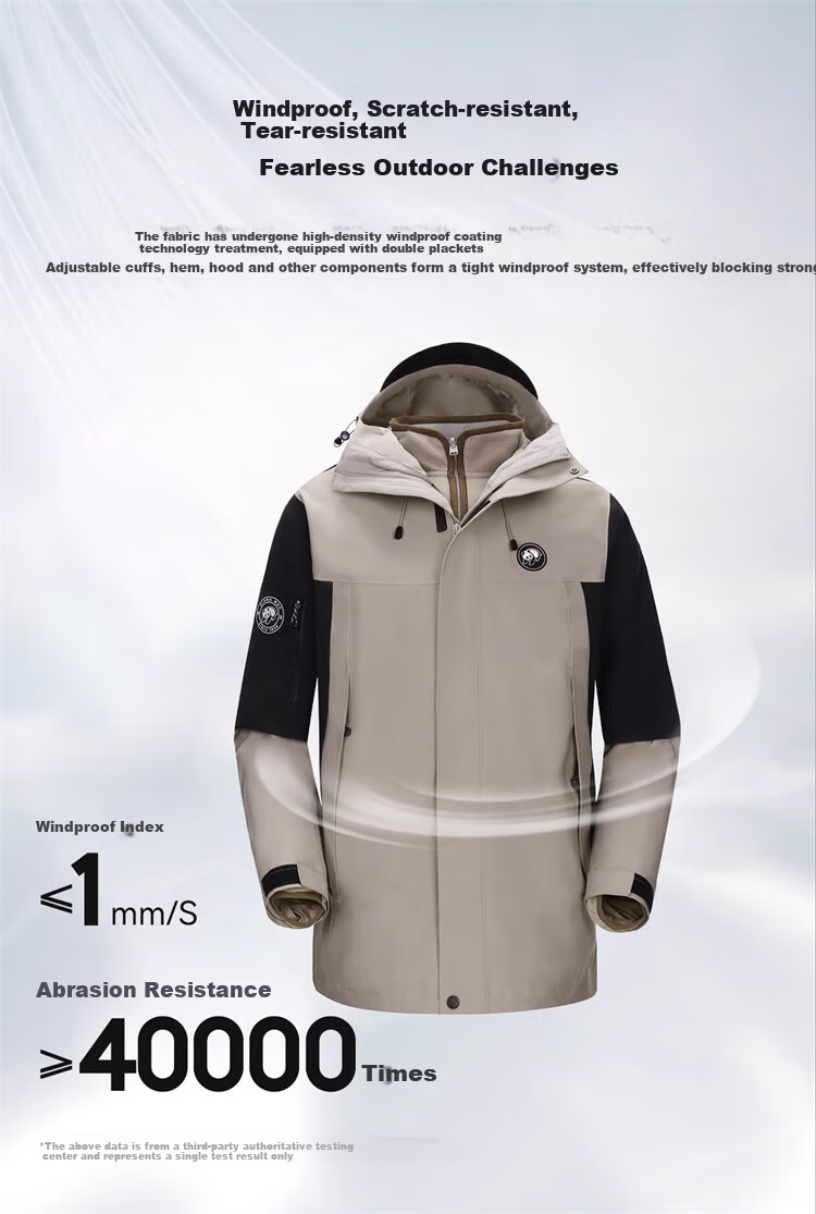 CAMEL Panda Outdoor Jacket for Men And Women, Winter Windproof And Cold-Resistant Travel Fleece Three-In Mountaineering Suit 15