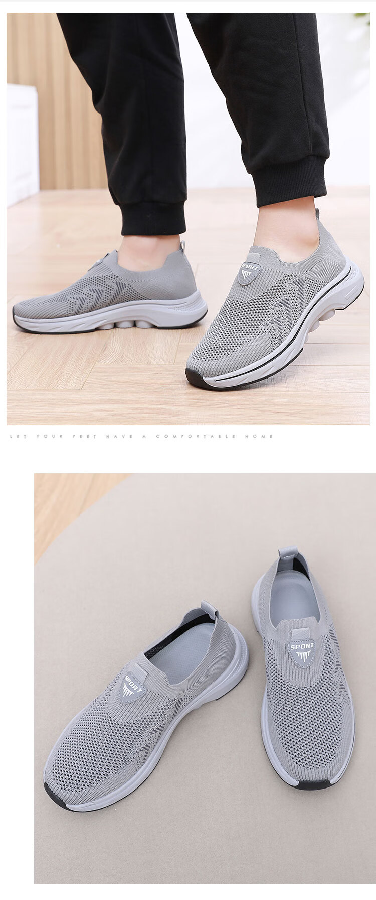 Anglerfish Old Beijing Cloth Shoes Women's Summer Breathable Mesh Slip-On Walking Shoes A6008 Gray Size 38 19