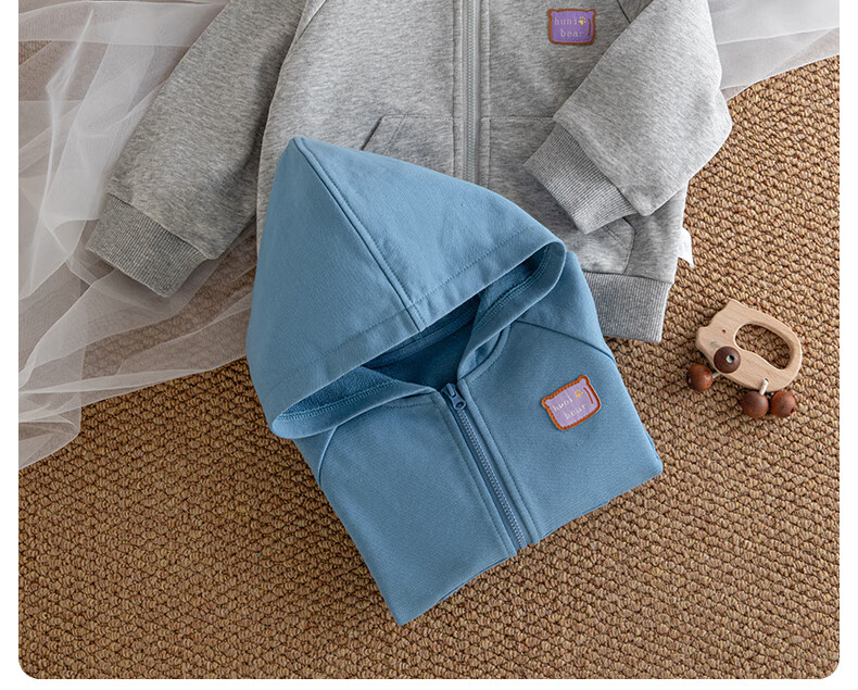Huanxixiaoxiong Boys' Jacket, Girls' Spring And Autumn Versatile Long-Sleeve Hooded Coat, Children's Solid Color Casual Zipper Baby Clothes 6